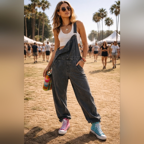 We The Free Denim - 🖤 WE THE FREE Ziggy Denim Overalls – XL – Washed Black Straight Leg